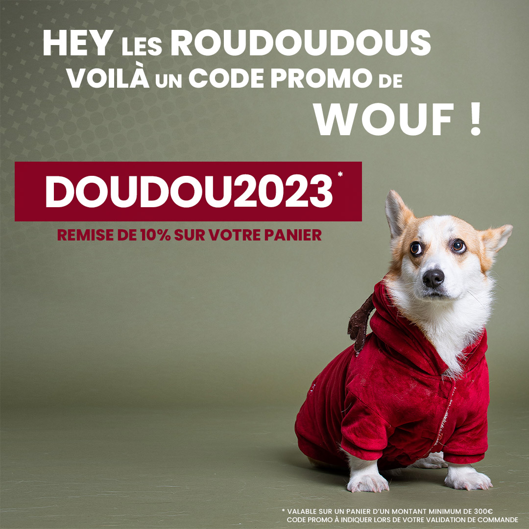 Hey les roudoudous, voilà un code promo de Wouf avec le code DOUDOUD2023 - Code promo à ajouter au panier